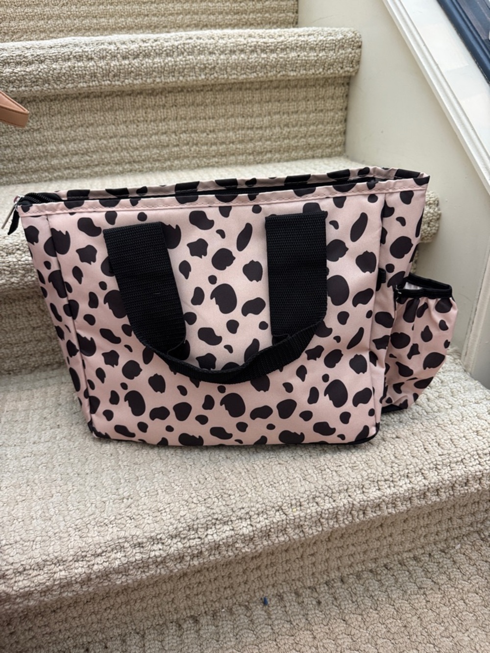 Fit + Fresh Pink Leopard Print Lunch Tote with Black Handles - Picture 4 of 4